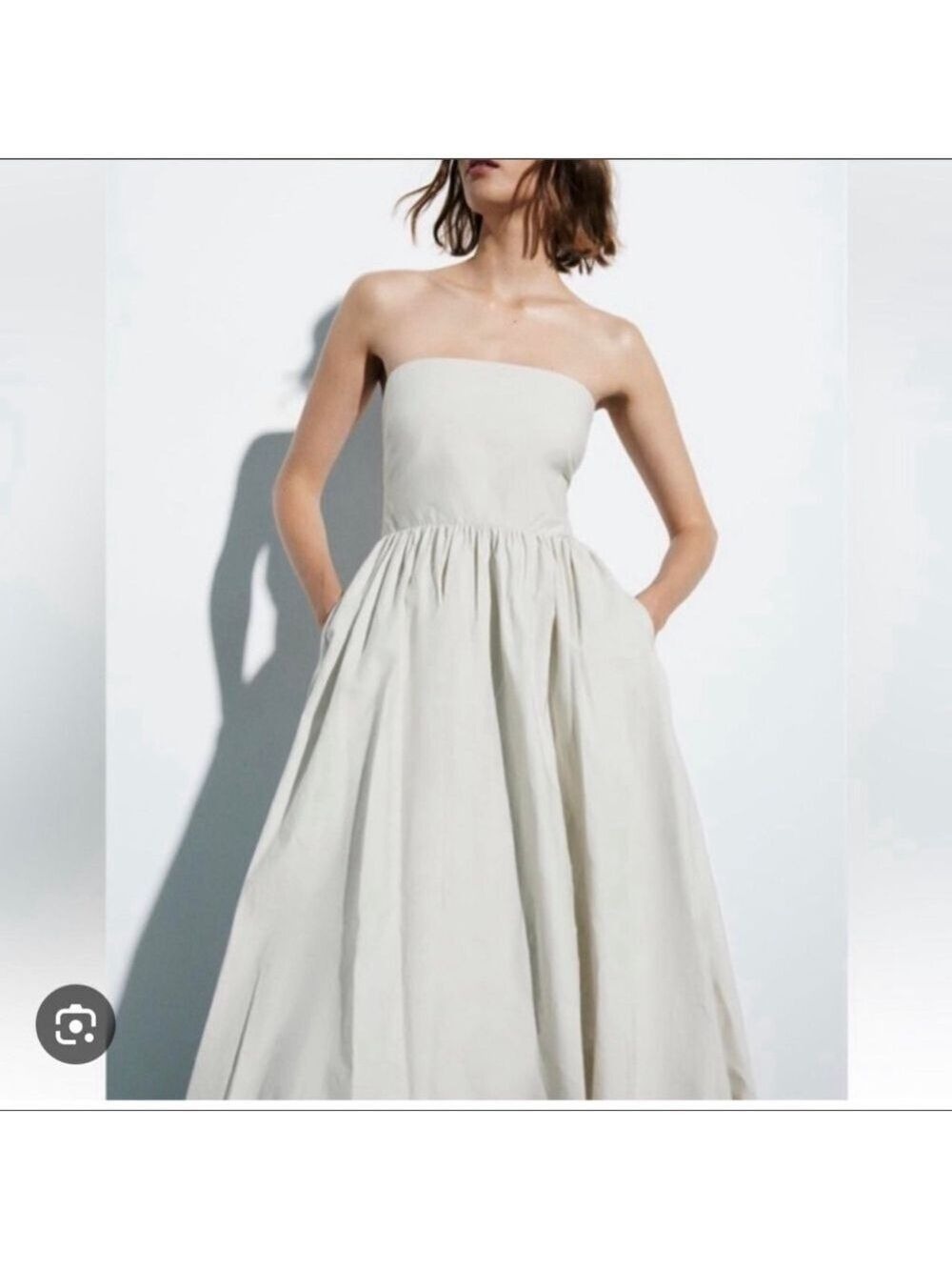 Women's Zara Strapless Beige Bubble Dress XS